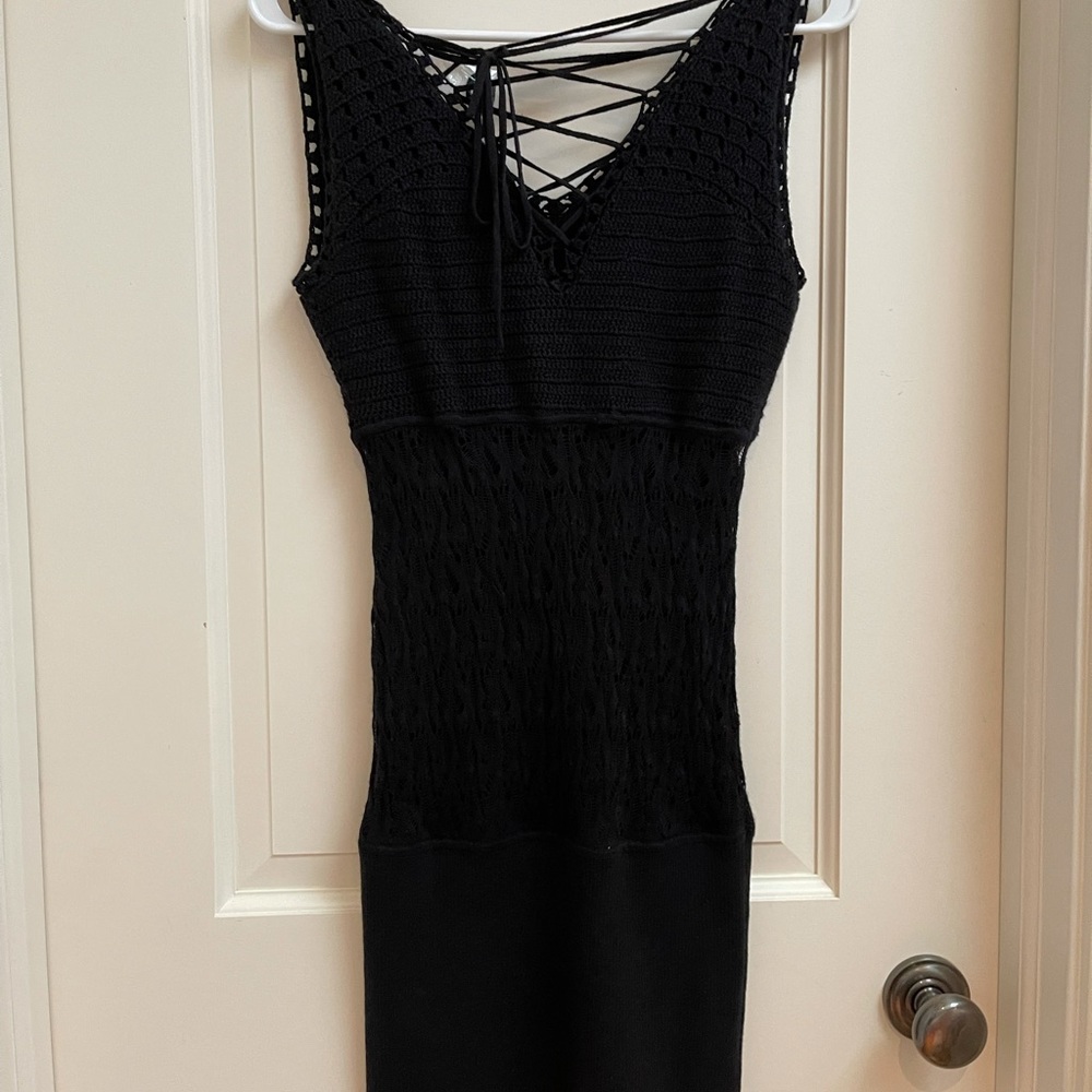 Vintage Catherine Malandrino  Black crochet stretchy dress -new with tags